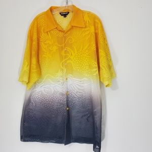 Koman modern Basics Sheer Ombre Dragon Shirt, Size XL